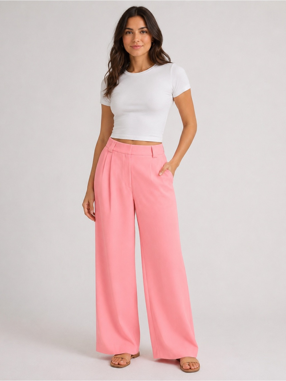 NWT Express Signature Crepe High Waisted Relaxed Wide Leg Trousers Size 8